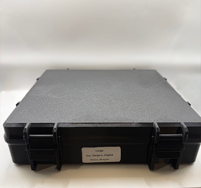 Large 2oz, Geiger, eagle with capsules, & 2x2's coin case silver, gold, copper