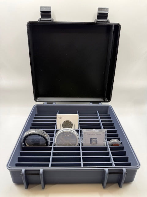 Silver, Gold, Copper 2oz, Geiger, eagle capsules and 2x2's coin case